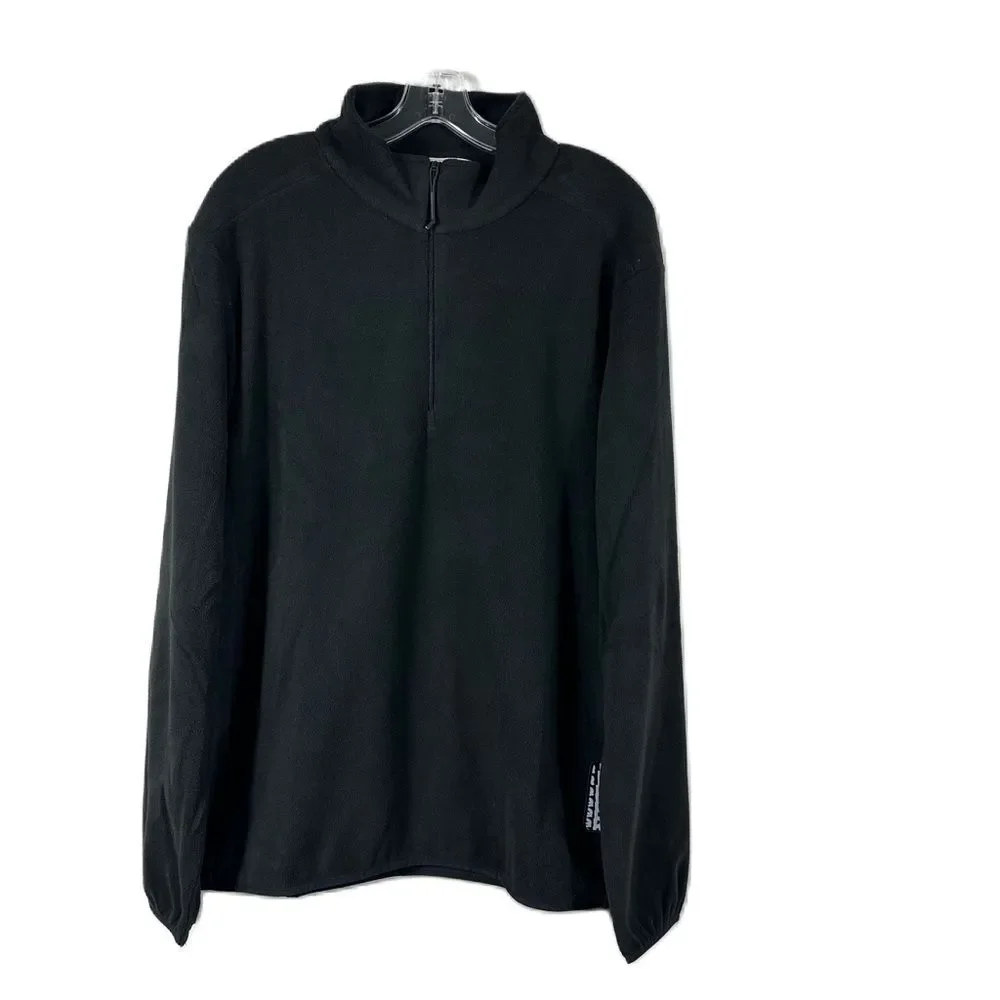 NWT Rains Mens Black Fleece Sweater Half Zip Size Medium